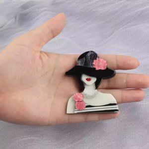 GLAMOUR ARTSY Vintage Chic Fashion Brooch-Retro Asethetic Pin Up Girl Vibe Style